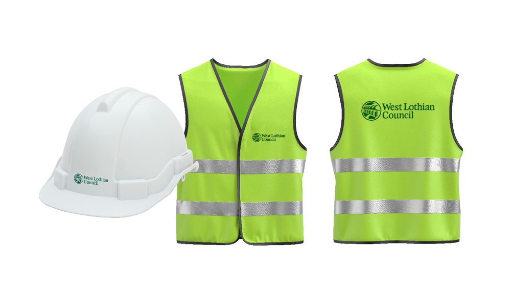 WLC Hi-Vis vest and hard hat examples